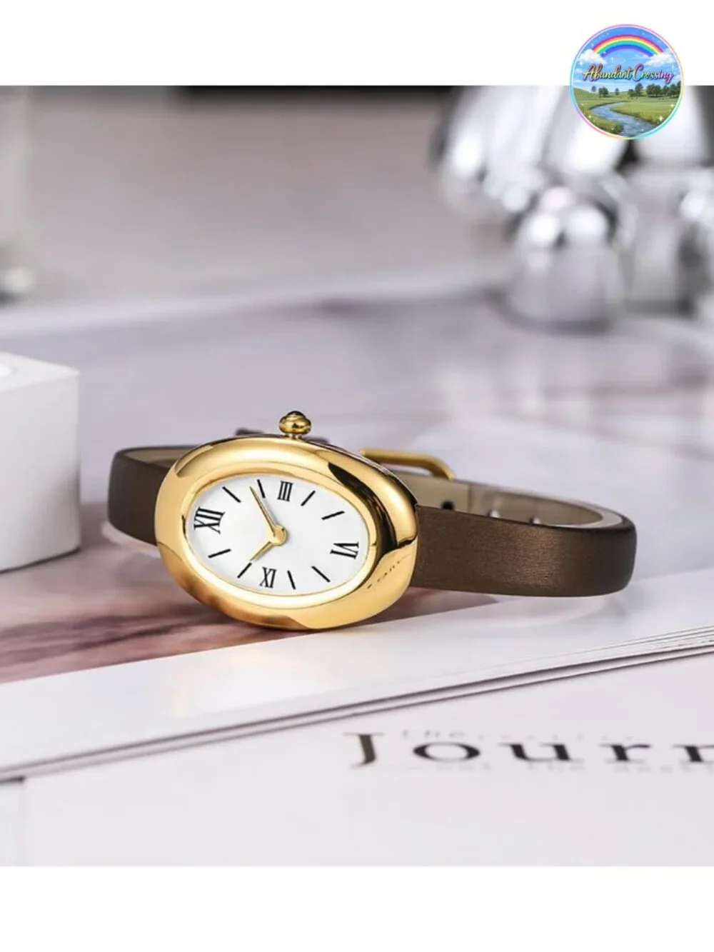 MASTOP Women's Quartz Bangle Watch - Elegant Oval Dial Gold-Tone Jewelry Style